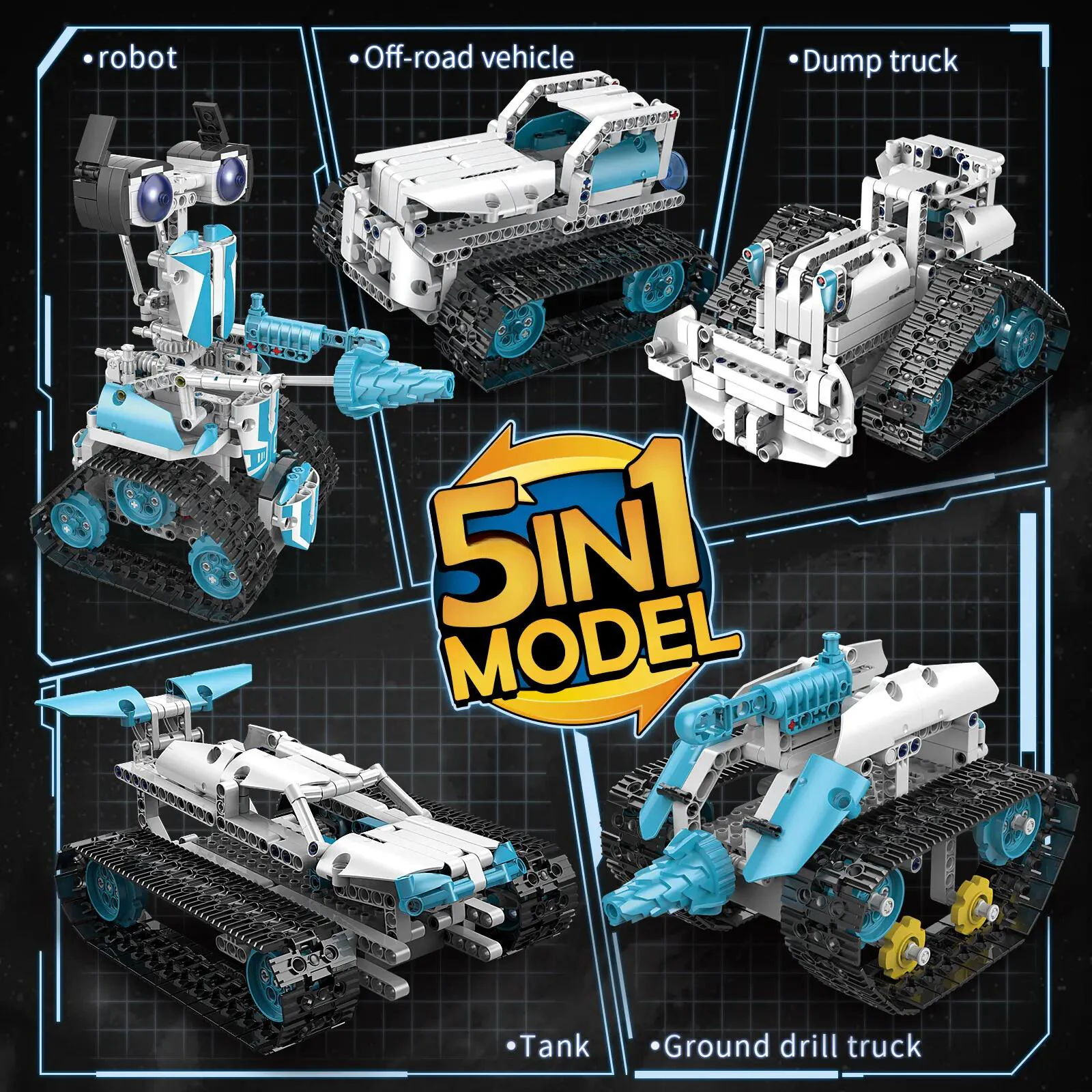 269 Parça 5-in-1 STEM Eğitici Elektrikli DIY Programlama Robot Seti – Bilim Oyuncakları Ausma K96132