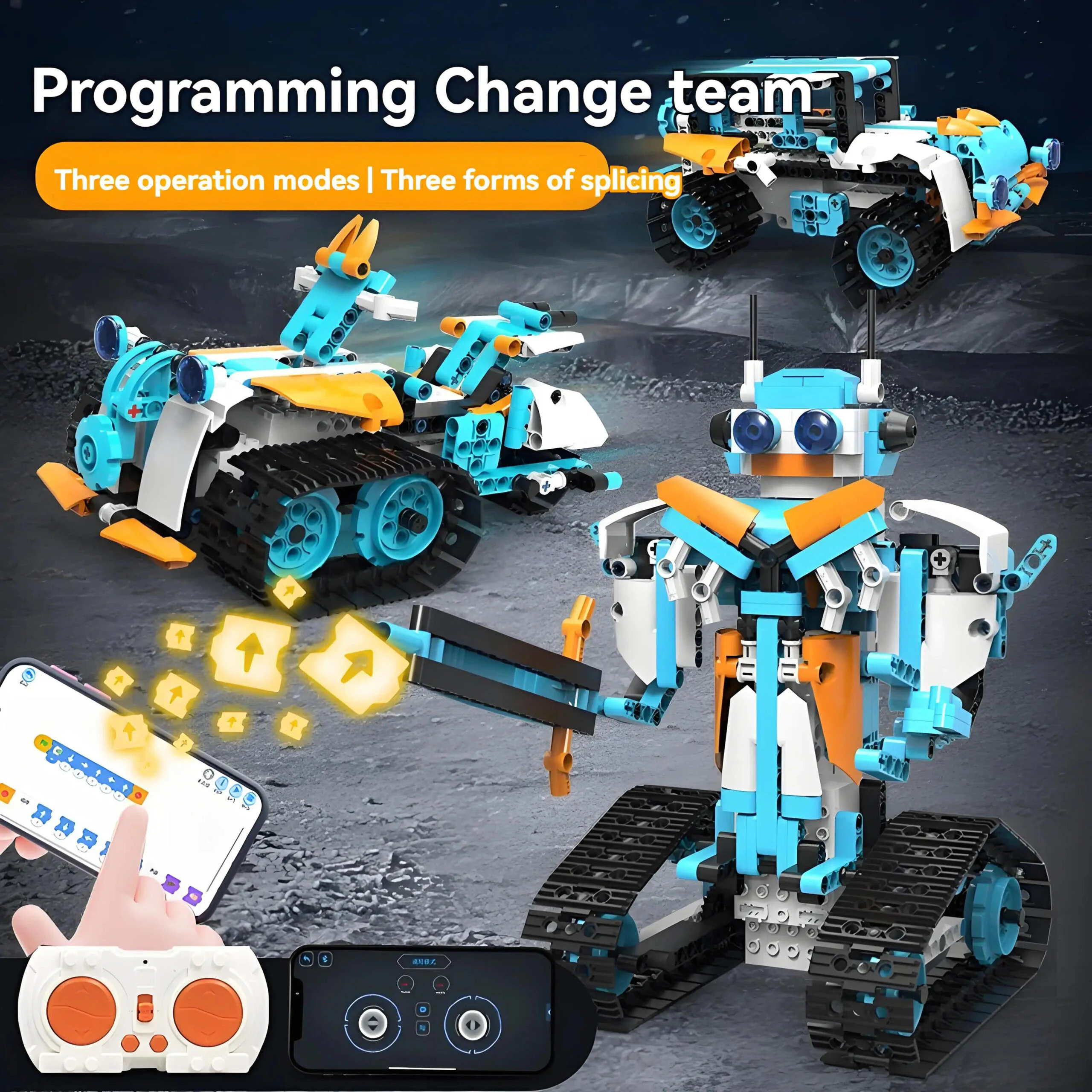 3-in-1 Unisex Elektrikli Eğitici Programlama Robotu Yapı Bloğu DIY STEM Oyuncakları Plastik Bilim Eğitimi