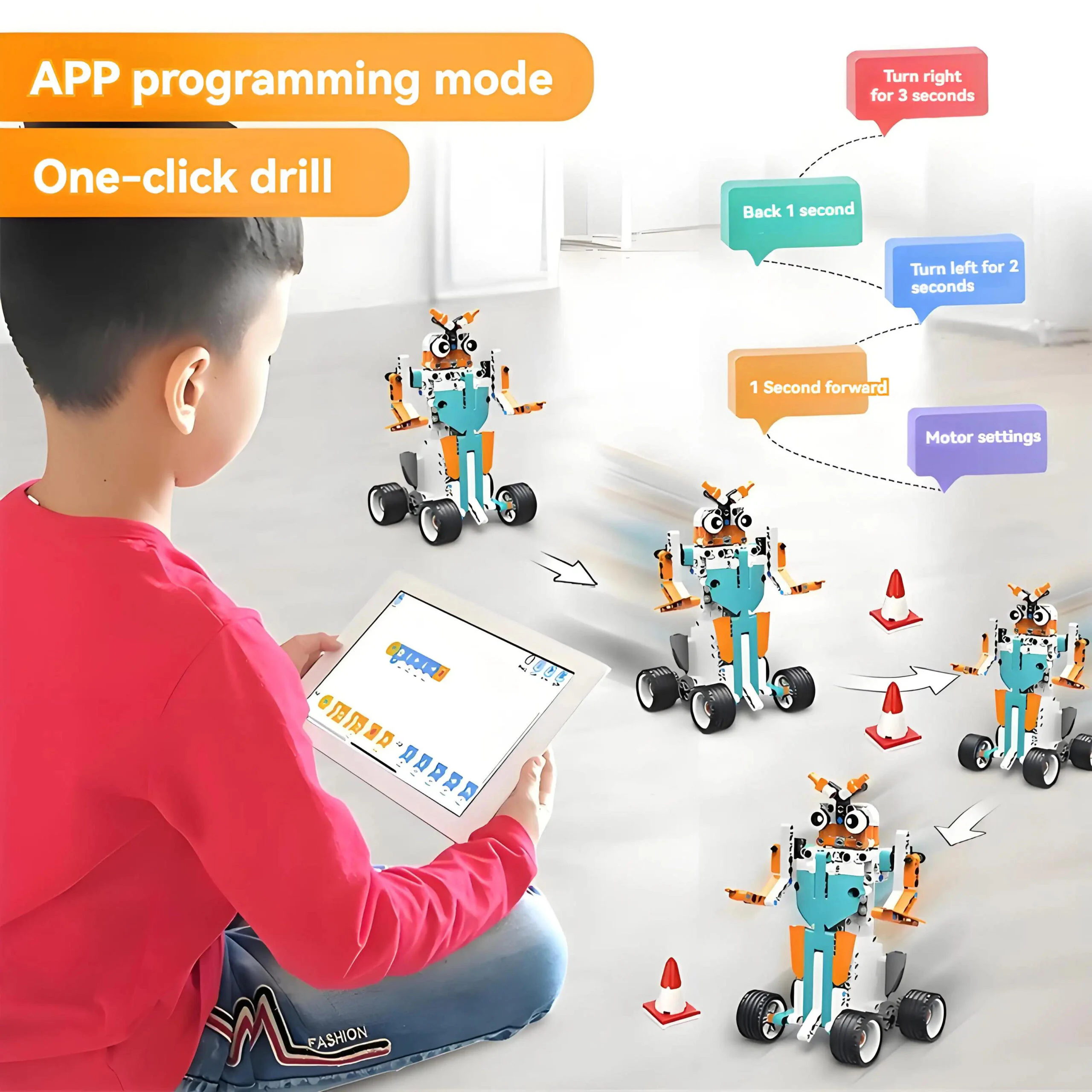 330 Parça Gelişmiş STEM Robotik Kiti – 12 Mod Plastik Yapı Bloğu ve APP Uzaktan Kontrol Oyuncağı BC-104