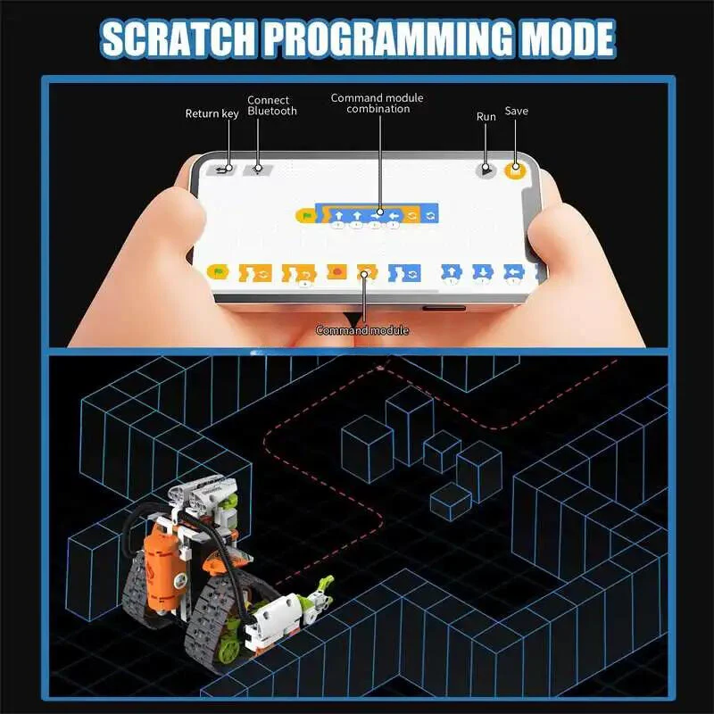 539 Parça DIY Programlanabilir Robot Yapı Bloğu Seti – 5 Eğitici STEAM Dinazor RC Model Oyuncak