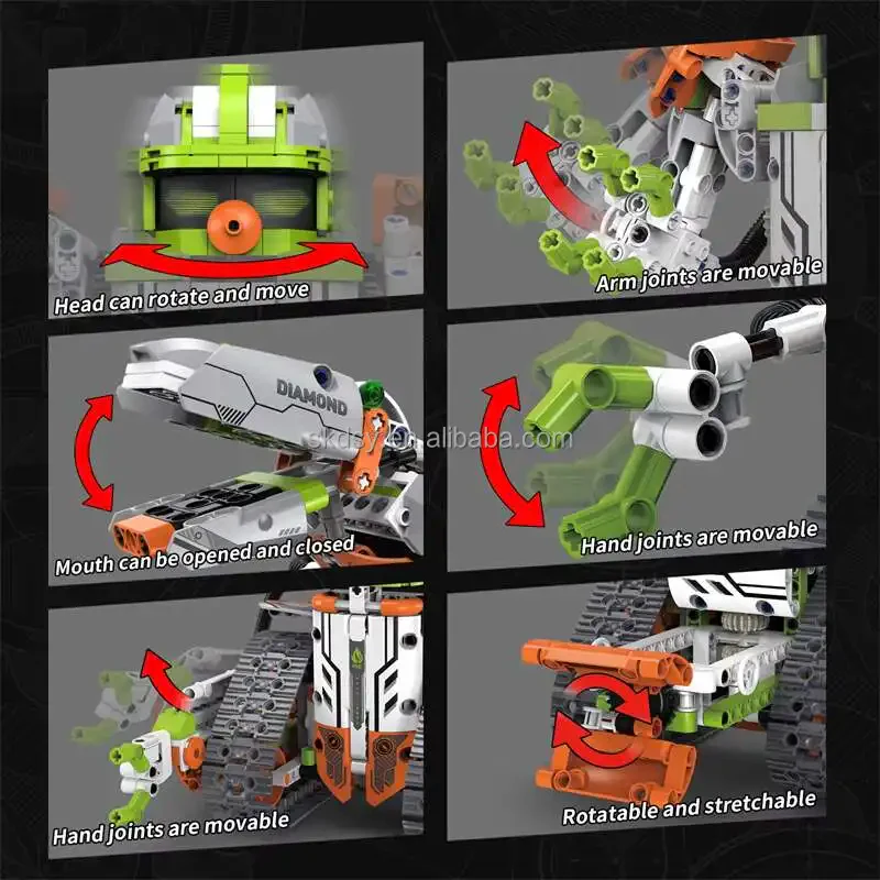 539 Parça DIY Programlanabilir Robot Yapı Bloğu Seti – 5 Eğitici STEAM Dinazor RC Model Oyuncak