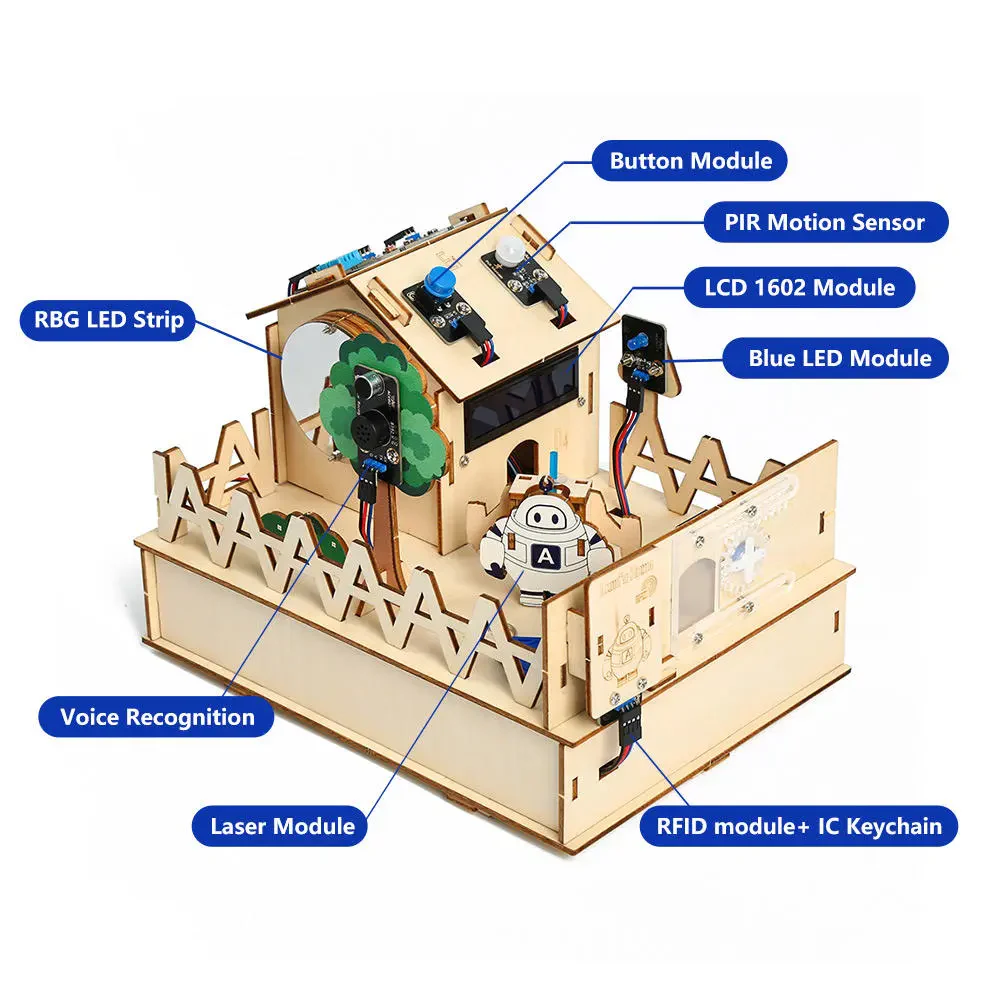 Acebott Qe007 Kendin Yap Otomasyon Arduino Akıllı Ahşap Ev Kiti