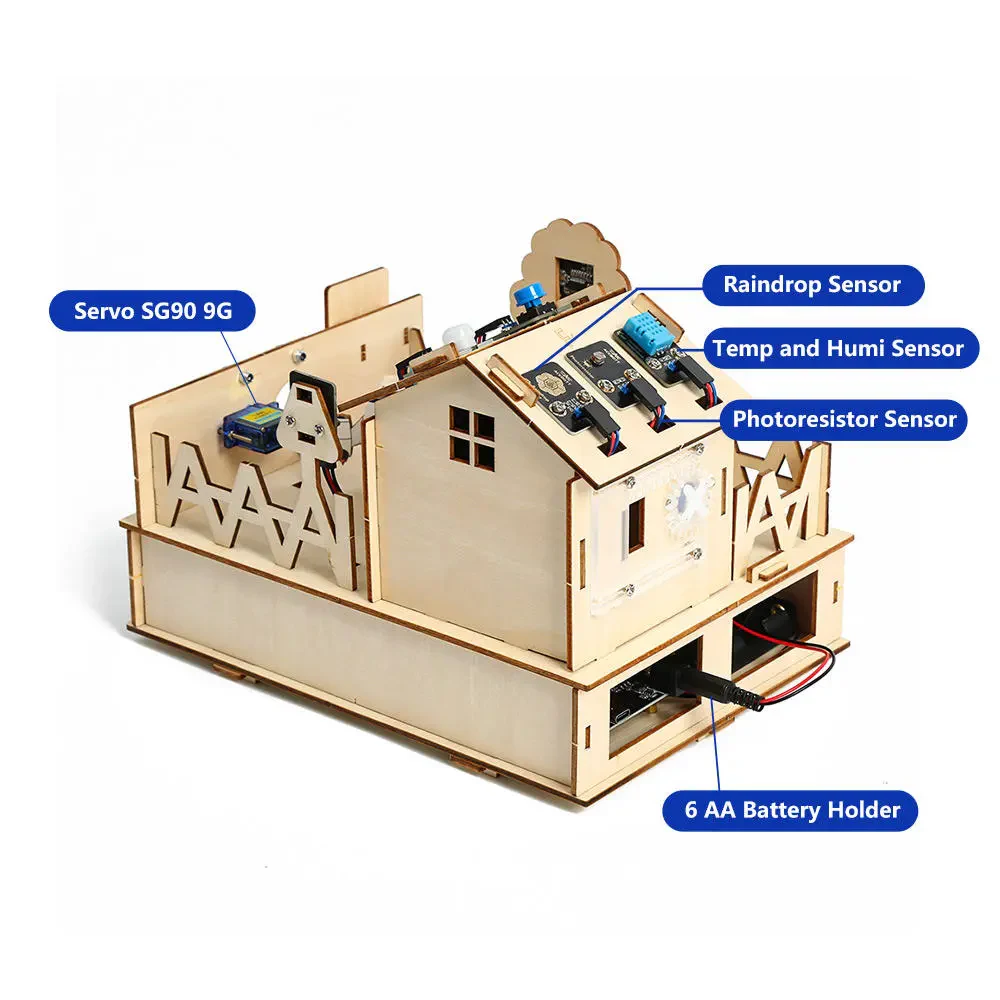 Acebott Qe007 Kendin Yap Otomasyon Arduino Akıllı Ahşap Ev Kiti