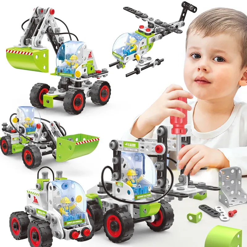 HANYE J-7730 227 Parça DIY Yapı Seti 18 Model Tarım Aracı Yapı Blokları Oyuncağı