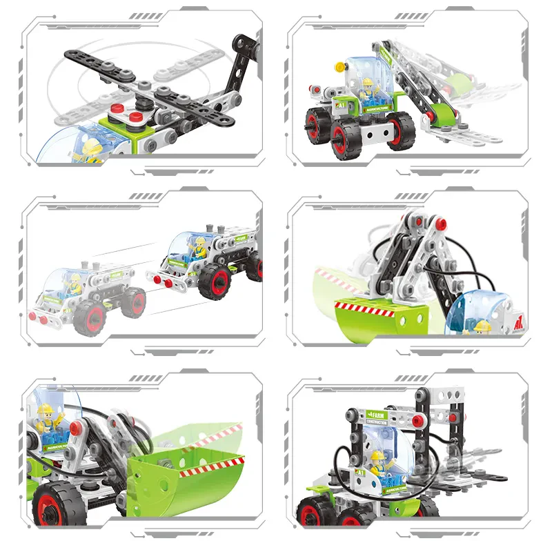 Henyo J-7730 227 Parça DIY Tarım Aracı Yapım Kiti STEM Çiftlik Kamyonu Oyuncağı