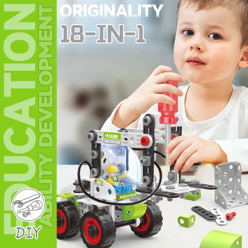 Henyo J-7730 227 Parça DIY Tarım Aracı Yapım Kiti STEM Çiftlik Kamyonu Oyuncağı