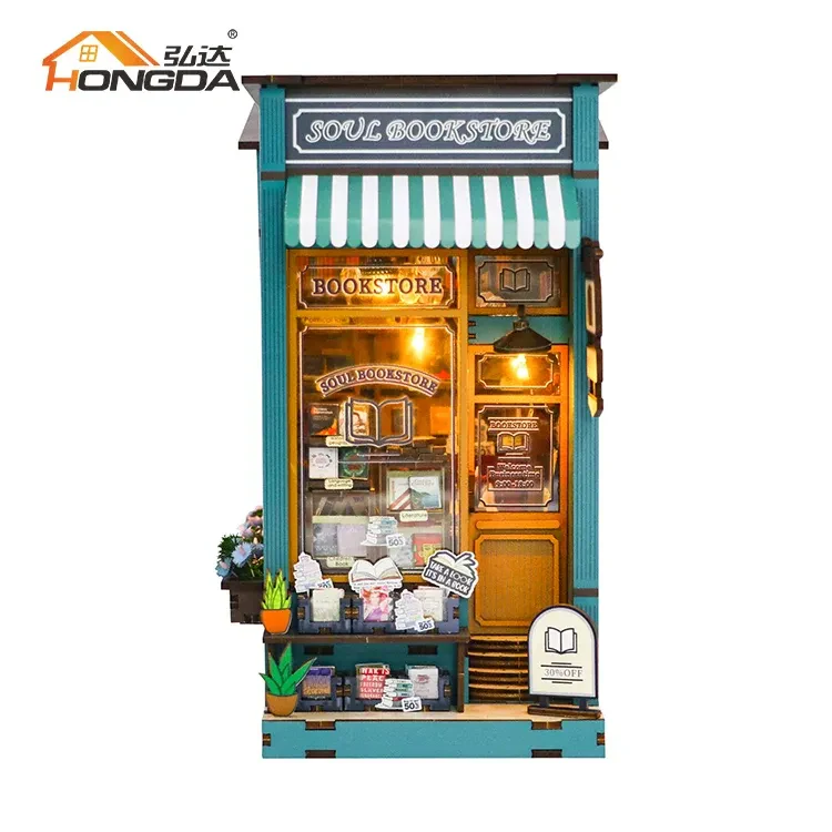 Hongda Soul Bookstore – Işıklandırmalı Kitaplık Diorama Seti – M2314