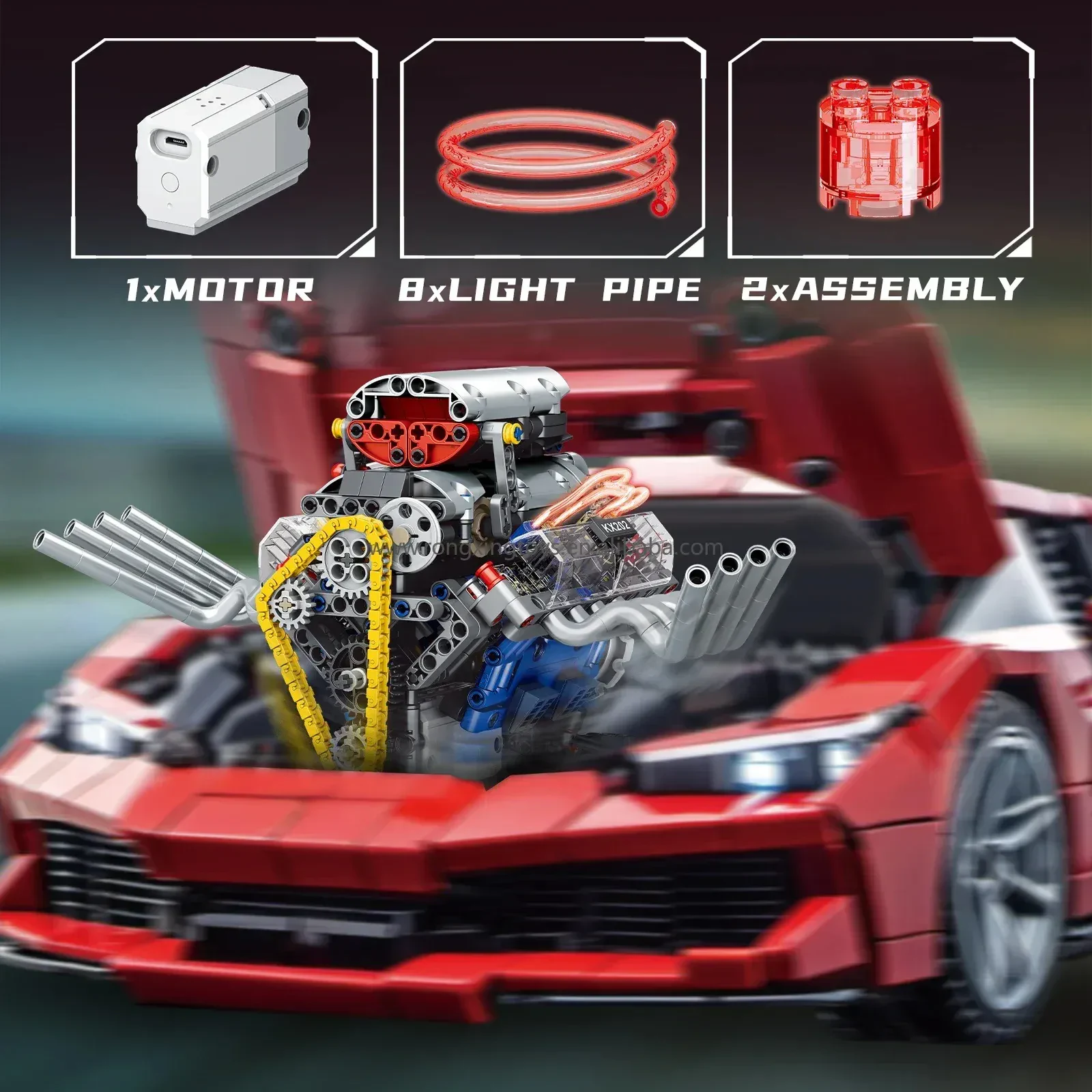 Kaiyu K96202 Teknik V8 Motor Yapı Blokları
