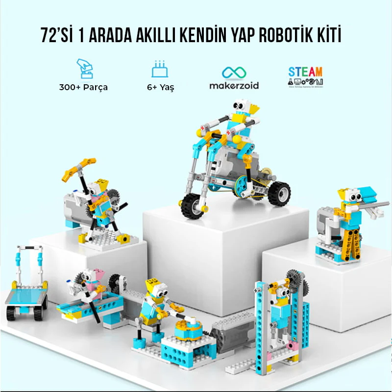 Makerzoid Akıllı Robot 72’si 1 Arada Akıllı Kendin Yap Robotik Kiti 6+ Yaş