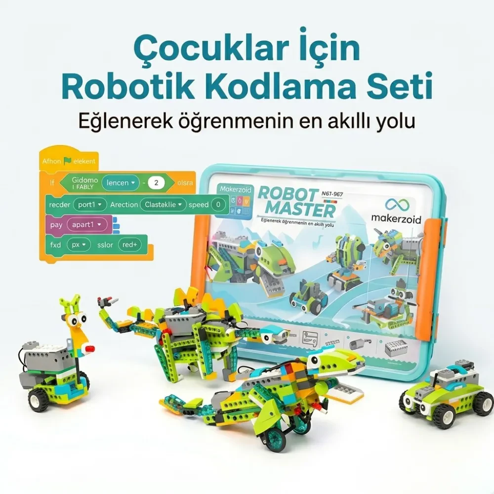 Makerzoid Robot Master Premium 600 Parça 200 Farklı Robot Kodlama Seti 6+ Yaş