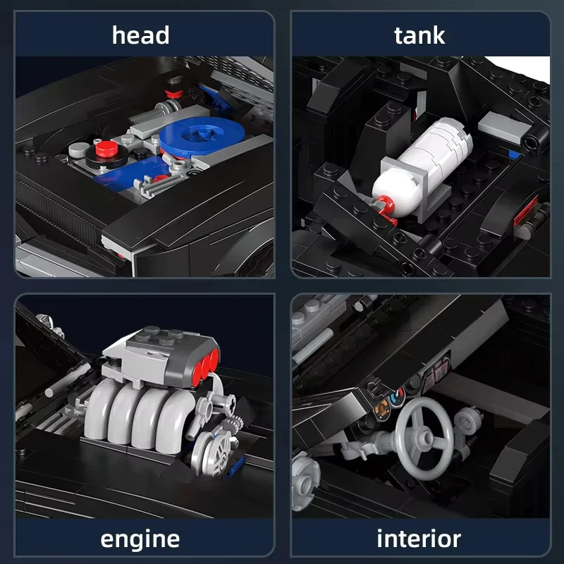 Mould King 10028 Dodge Charger Siyah Spor Yarış Arabası Yapım Seti