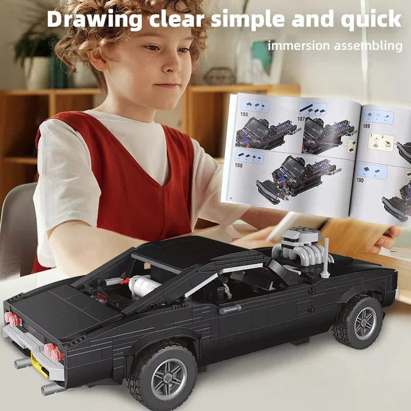 Mould King 10028 Dodge Charger Siyah Spor Yarış Arabası Yapım Seti