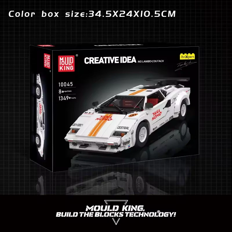 Mould King 10045 Lamborghini Countach Spor Araba, 1349 Parça Yapım Seti