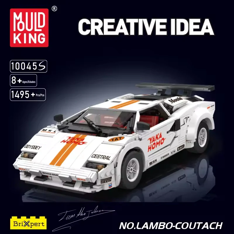 Mould King 10045 Lamborghini Countach Spor Araba, 1349 Parça Yapım Seti