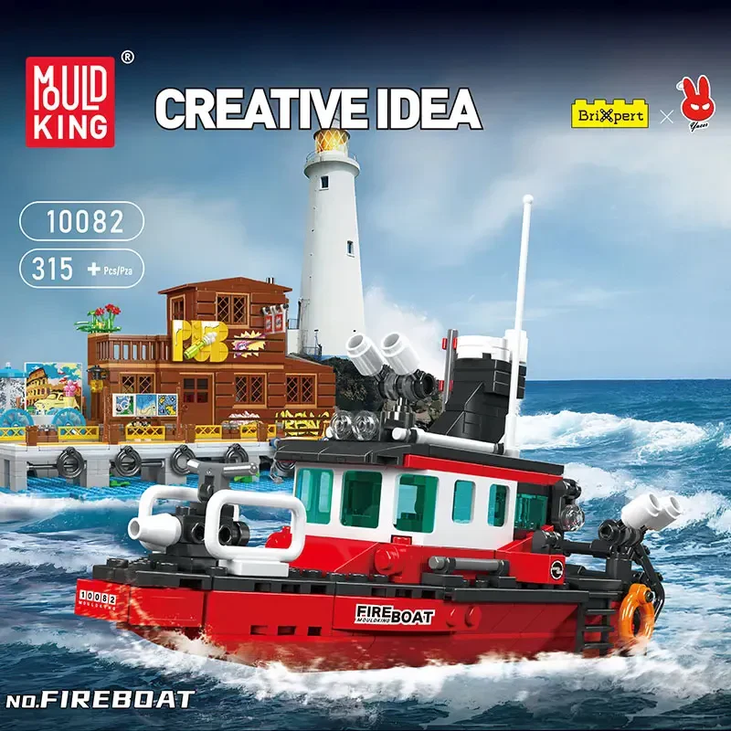Mould King 10082 Fire Boat – Creative idea Yangın Söndürme Gemisi Model Yapım Seti – 315 Parça