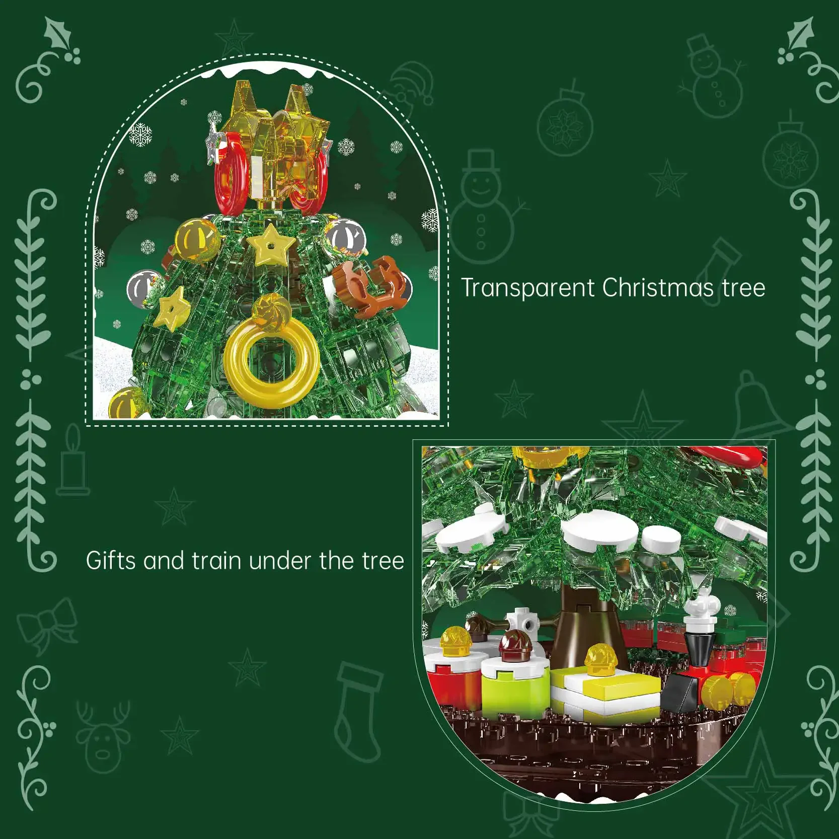 Mould King 10090 Yeşil Kristal Noel Ağacı Yapım Seti