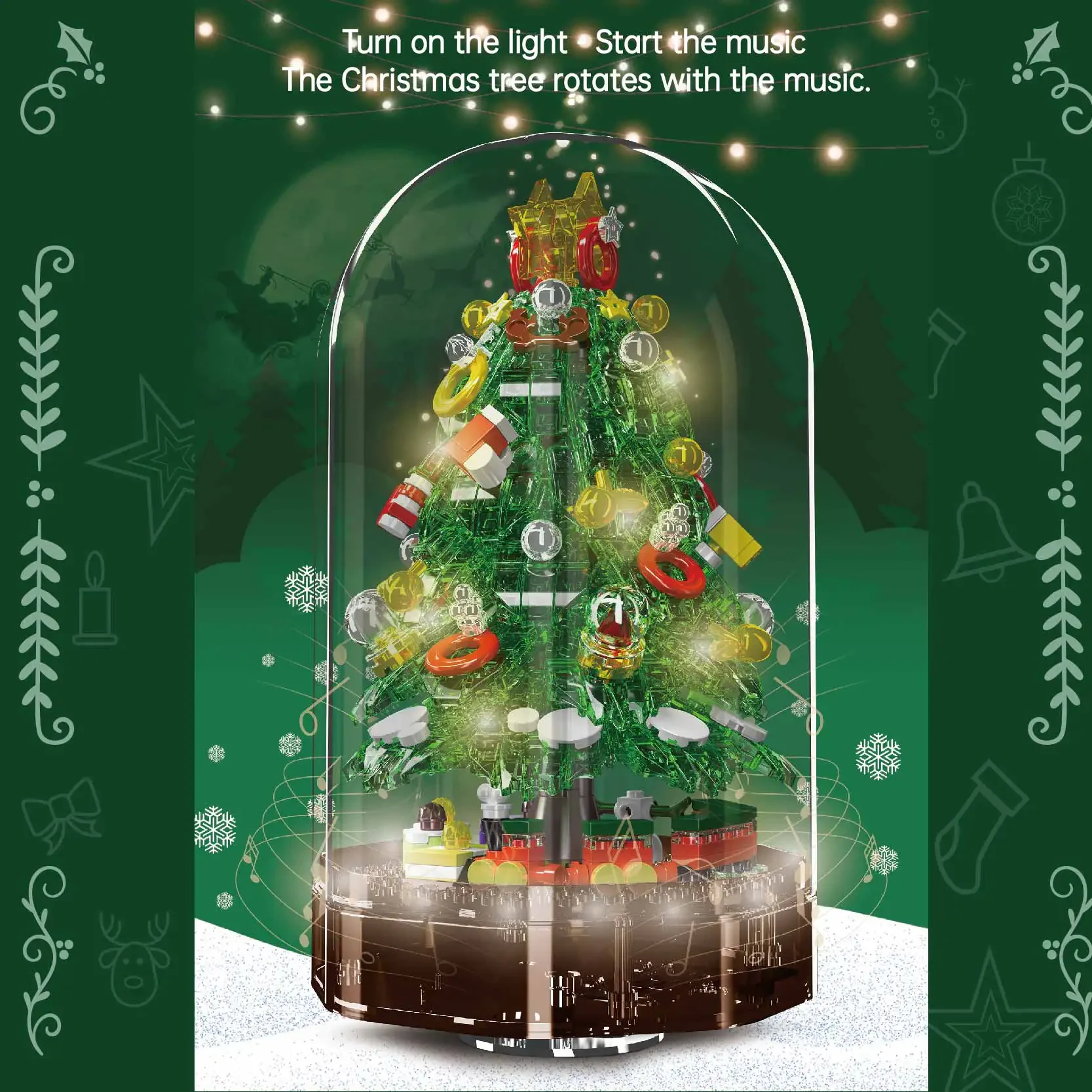 Mould King 10090 Yeşil Kristal Noel Ağacı Yapım Seti