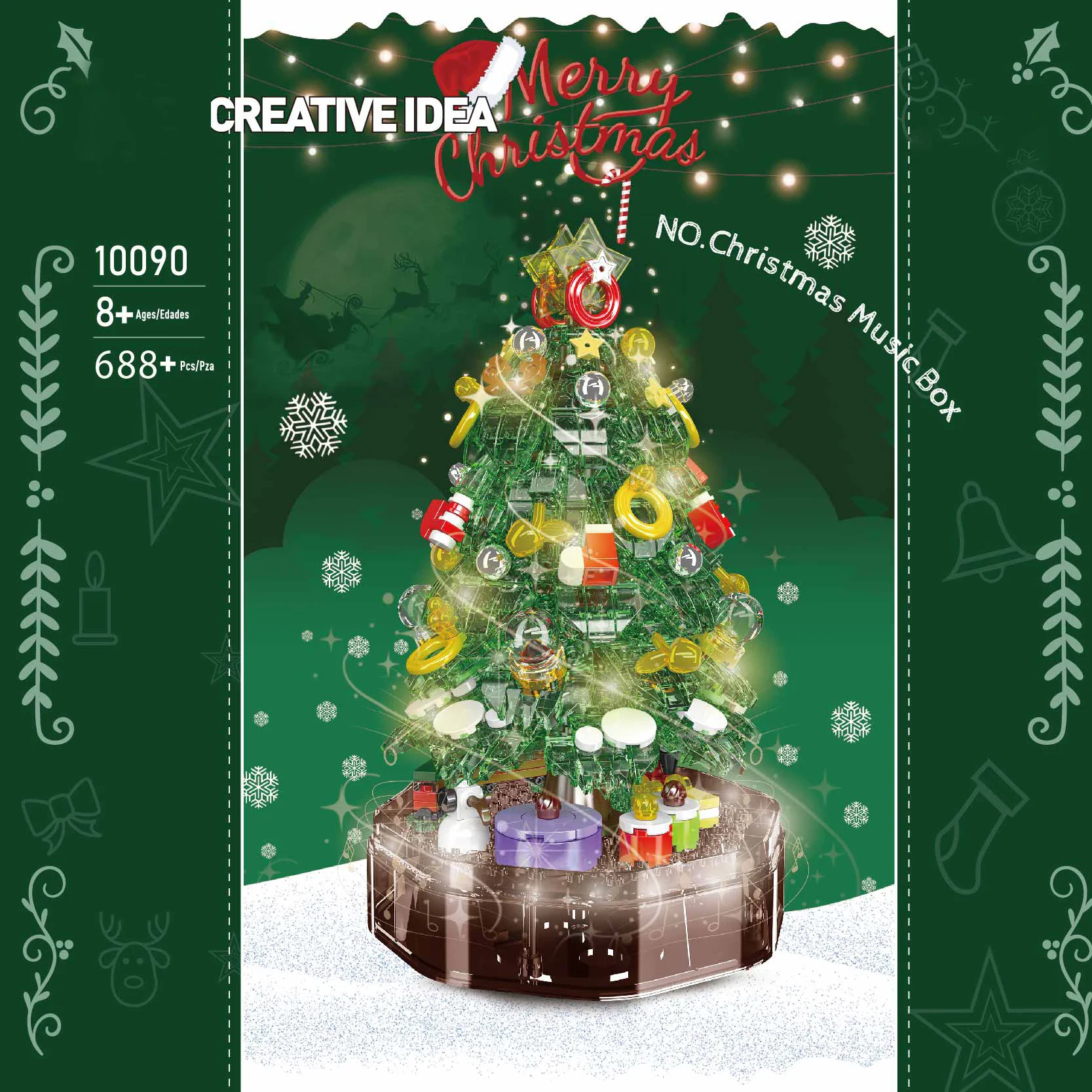 Mould King 10090 Yeşil Kristal Noel Ağacı Yapım Seti