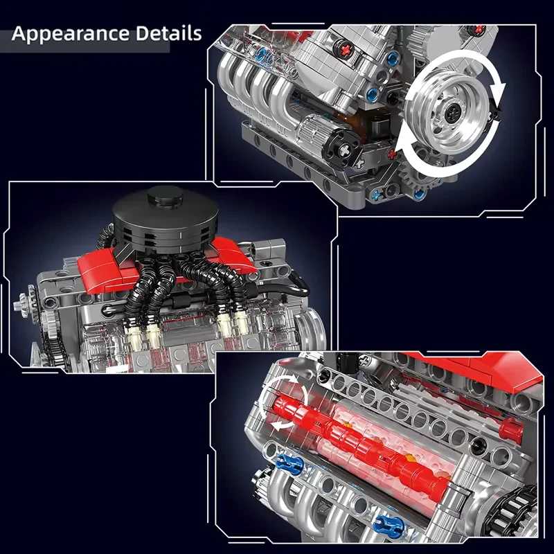 Mould King 10171 V8 Motor Model Yapım Seti – 487 Parça