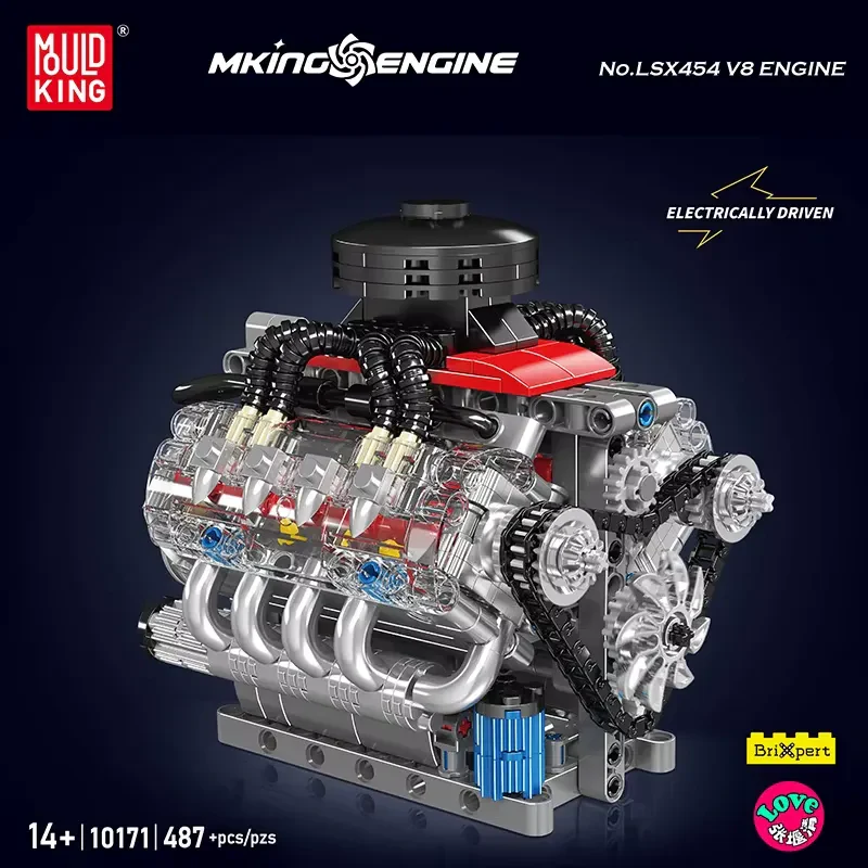 Mould King 10171 V8 Motor Model Yapım Seti – 487 Parça