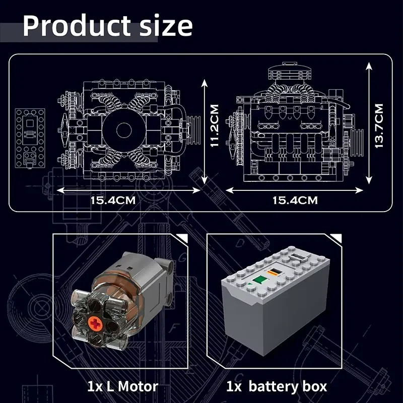 Mould King 10171 V8 Motor Model Yapım Seti – 487 Parça