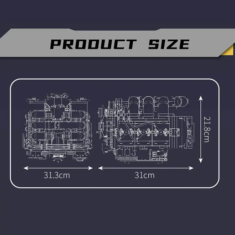 Mould King 10181 Horizontally Opposed 1:12 Ölçek 2375 Parça Araç Moturu Model Yapım Seti
