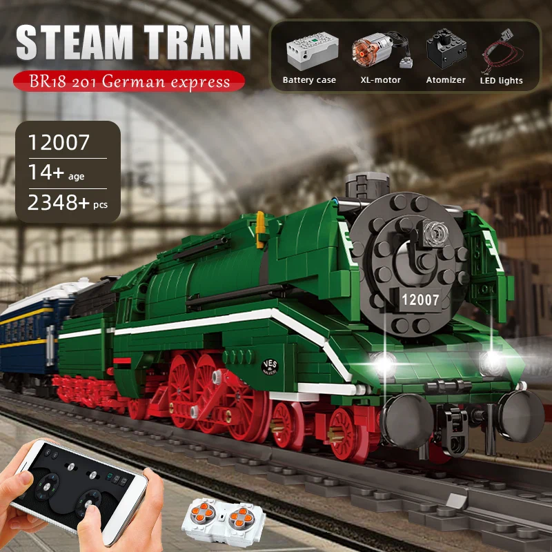 Mould King 12007 Alman Ekspres Tren Elektrikli Lokomotif Yapım Seti