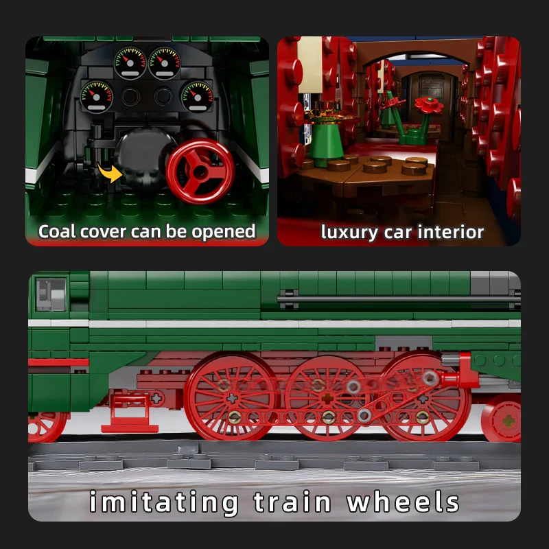 Mould King 12007 Alman Ekspres Tren Elektrikli Lokomotif Yapım Seti