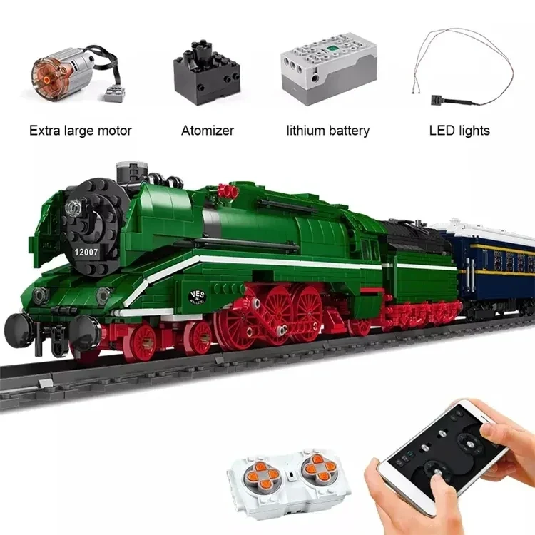 Mould King 12007 Alman Ekspres Tren Elektrikli Lokomotif Yapım Seti