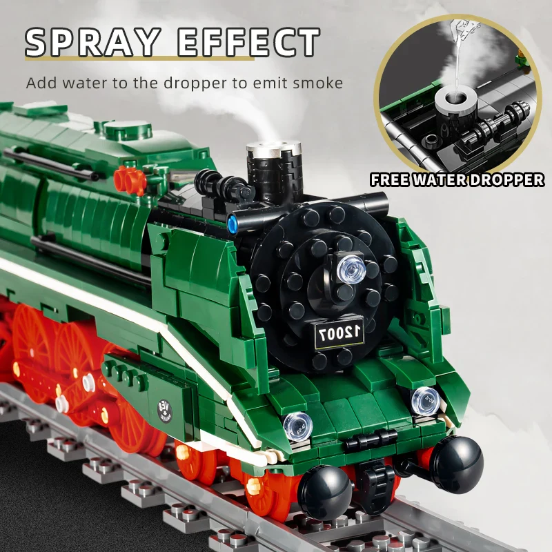 Mould King 12007 Alman Ekspres Tren Elektrikli Lokomotif Yapım Seti