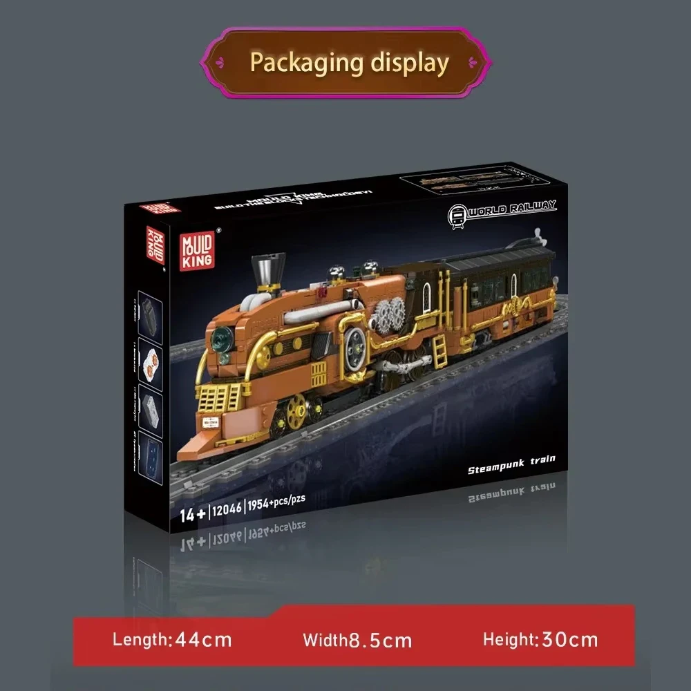 Mould King 12046 Steampunk Tren Yapım Seti – MOC Tasarımlı Dekoratif Tren Modeli ve Eğitici Yapı Blokları