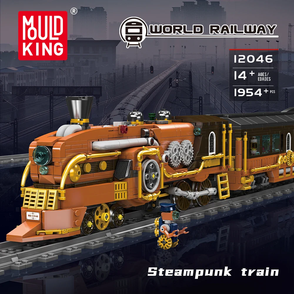 Mould King 12046 Steampunk Tren Yapım Seti – MOC Tasarımlı Dekoratif Tren Modeli ve Eğitici Yapı Blokları