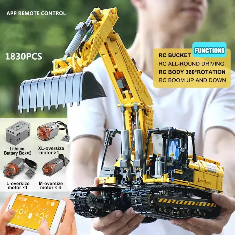 Mould King 13112 Paletli Ekskavatör Uzaktan Kumandalı 1.830 Parça Yapım Seti
