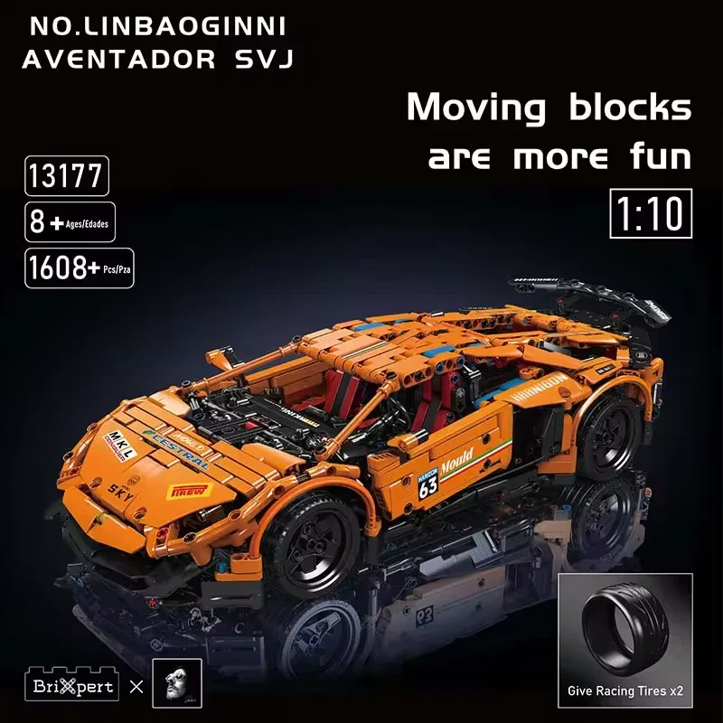 Mould King 13177 Aventador SVJ Uzaktan Kumandalı Araba 1.608 Parça Yapım Seti