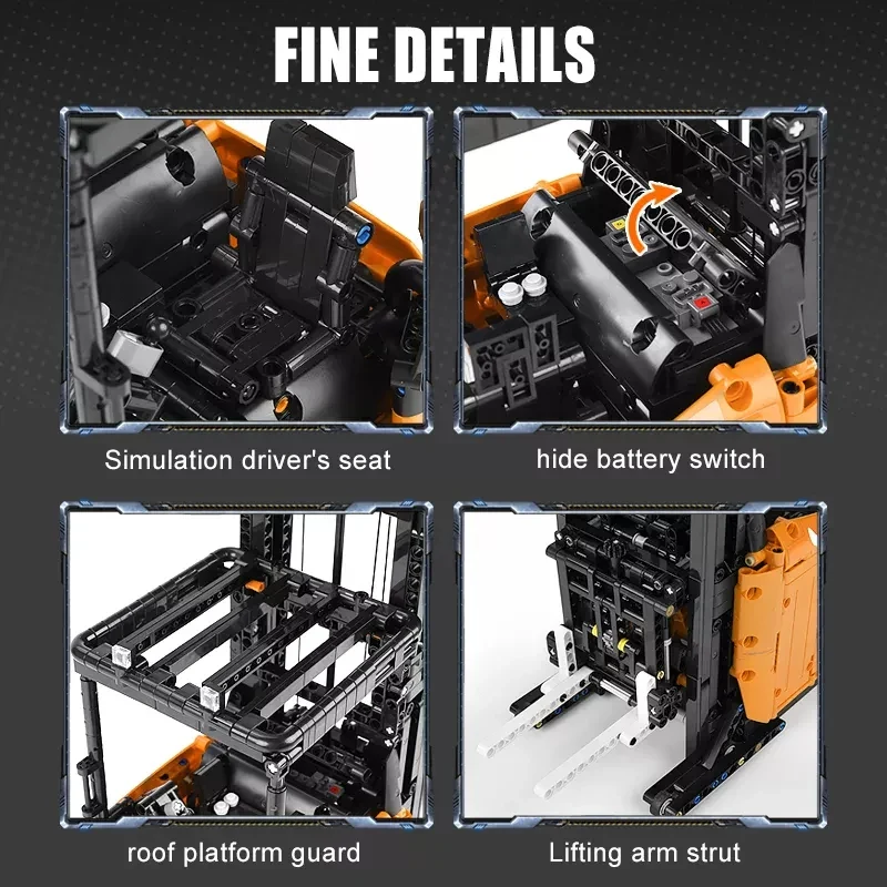 Mould King 17041 RC Reach Truck Forklift Yapım Seti – Uzaktan Kumandalı İnşaat Mühendisliği Modeli