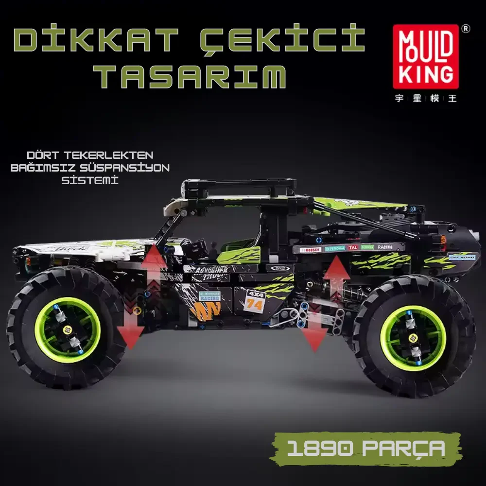 Mould King 18002 1890 Parça Uzaktan Kumandalı Lego Off-Road Araba