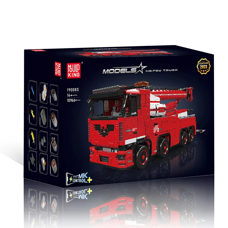 Mould King 19008S APP Kontrollü Motorlu Tow Vinç Kurtarıcı Kamyon Yapı Seti