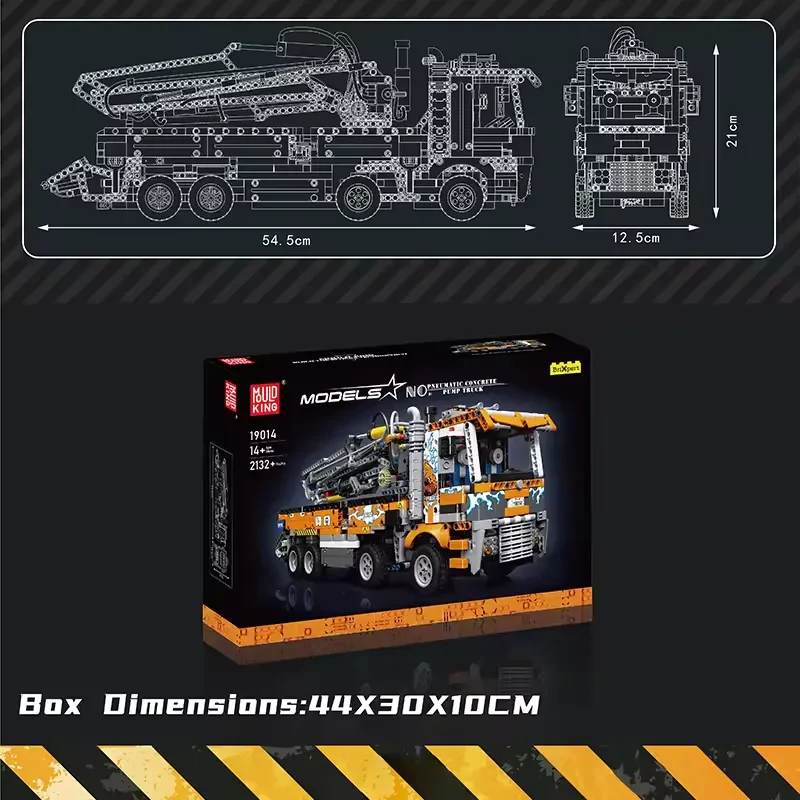 Mould King 19014S 2132 Parça Lego Pnömatik Beton Pompası