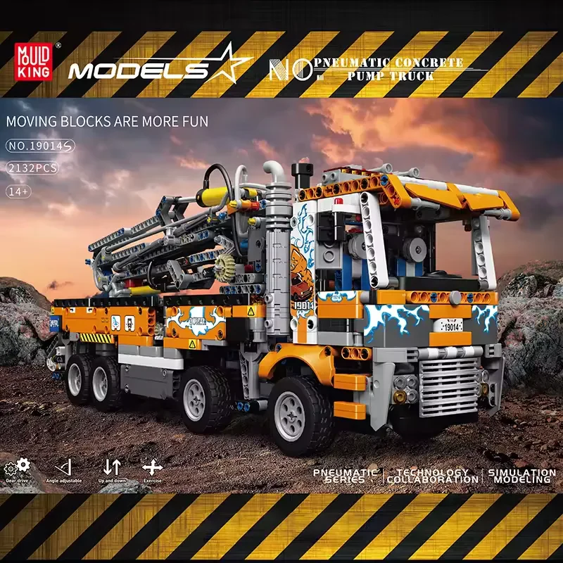 Mould King 19014S 2132 Parça Lego Pnömatik Beton Pompası