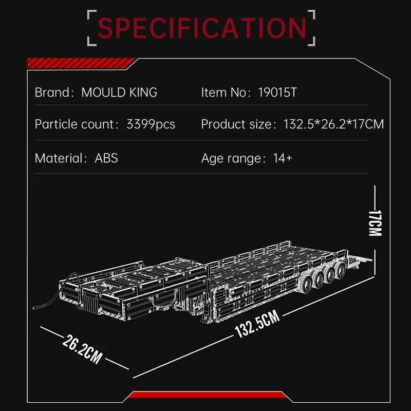 Mould King 19015T Uzaktan Kumandalı Pnömatik Çekici ve Römork Yapım Blokları Seti