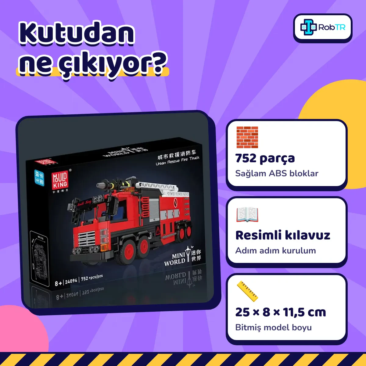 Mould King 24094 Kentsel Kurtarma İtfaiye Aracı Yapım Blokları 752 Parça