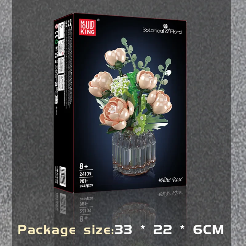 Mould King 24109 Beyaz Gül Yapım Seti – Dekoratif Çiçek Modeli Yapı Taşları
