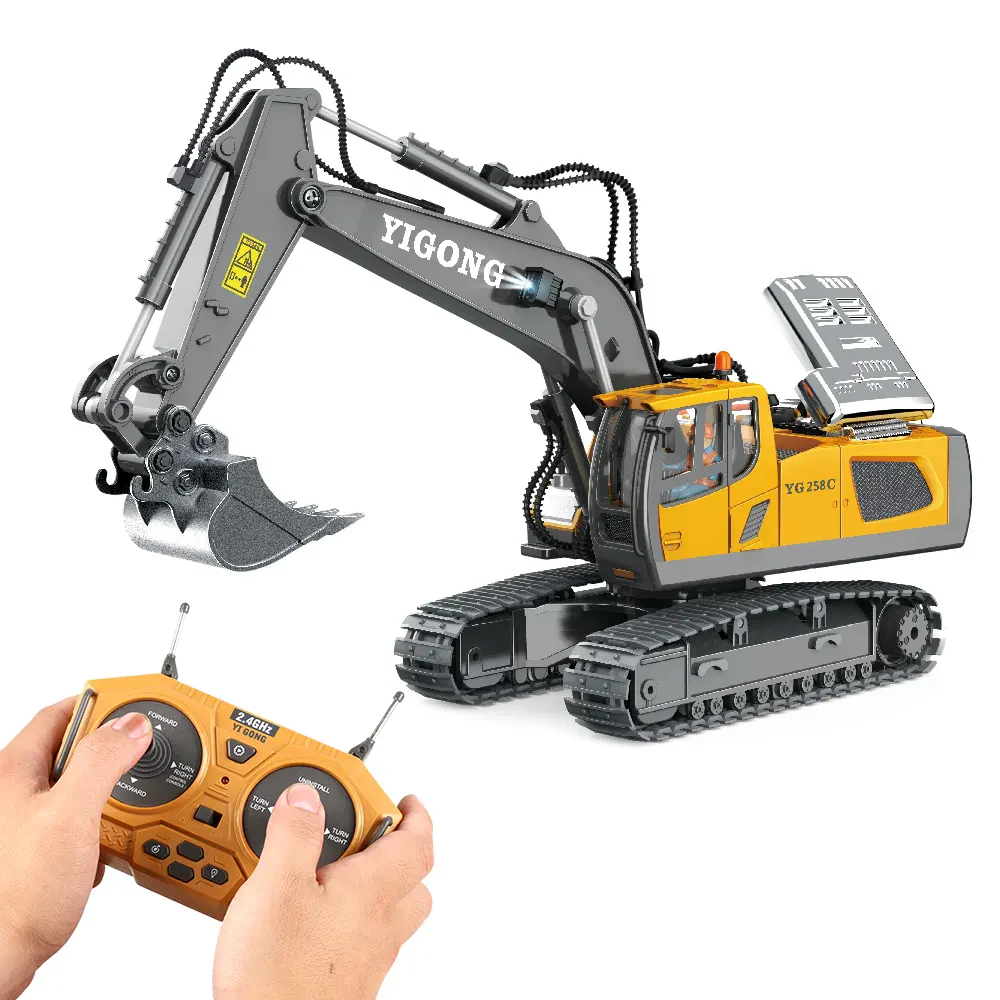 RC 43 Ekskavatör/Buldozer 1/20 2.4GHz 11 Kanal RC İnşaat Kamyonu, Işık ve Müzik Özellikli
