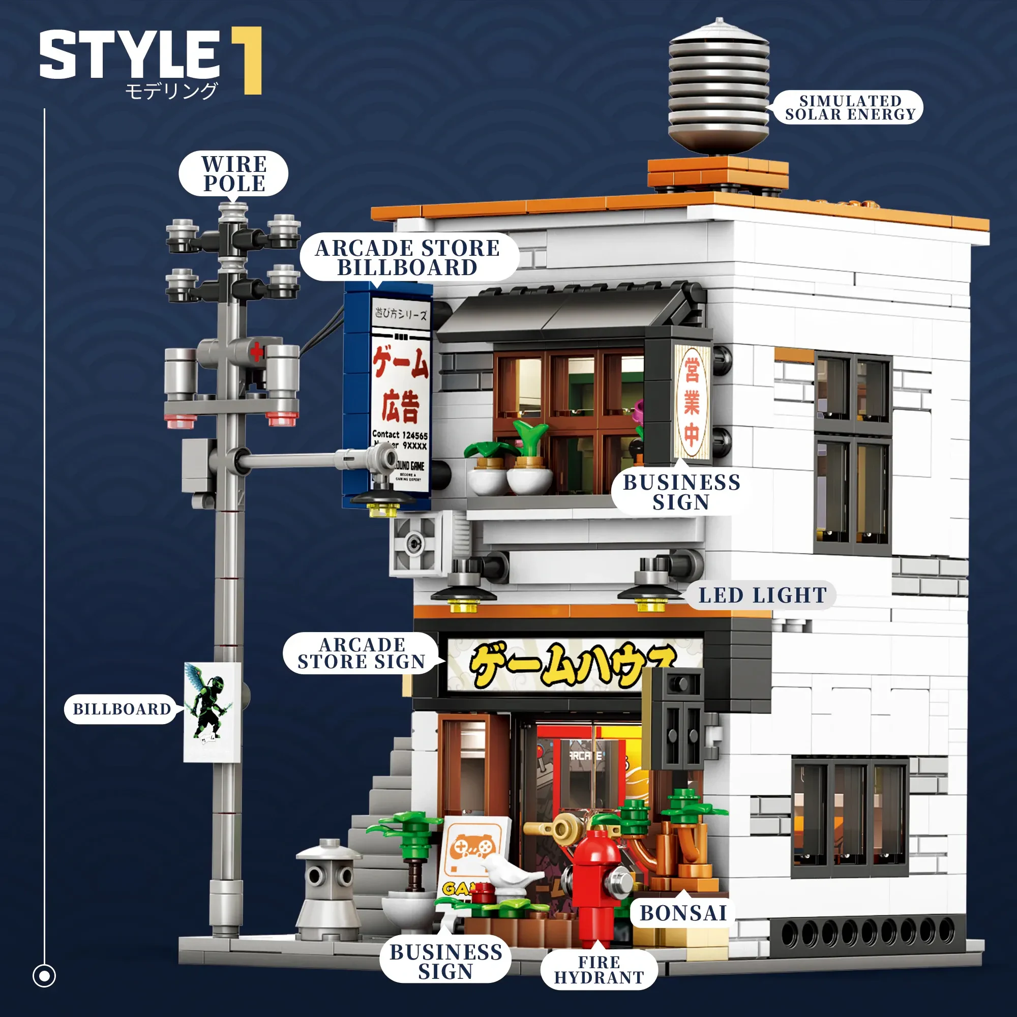 Reobrix 66503 984 Parça – Japon Sokak Arcade Dükkanı (Game Store House)