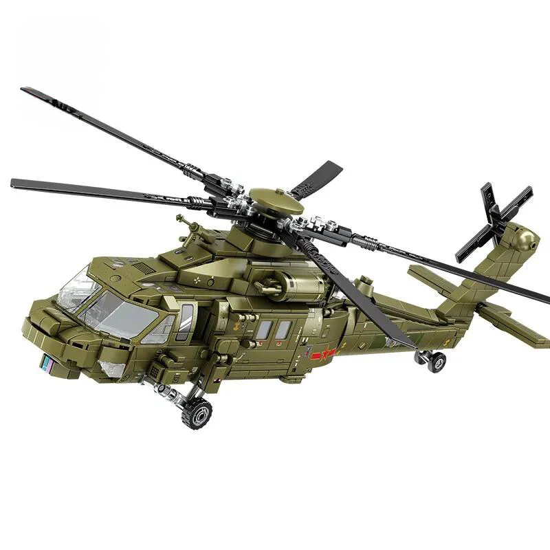 Sembo Block 202152 750 Parça Z-20 Helikopter Savaşcı Serisi Uçak Modeli Askeri Oyuncak