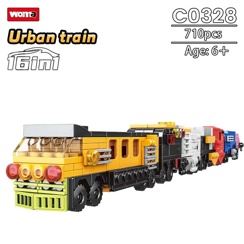 WOMA C0328 Çocuklar için Eğitici Montaj Oyuncakları – 16’sı 1 Araba Modeli Yapı Bloğu Seti (Ambulans, Otobüs, Araç, Tren
