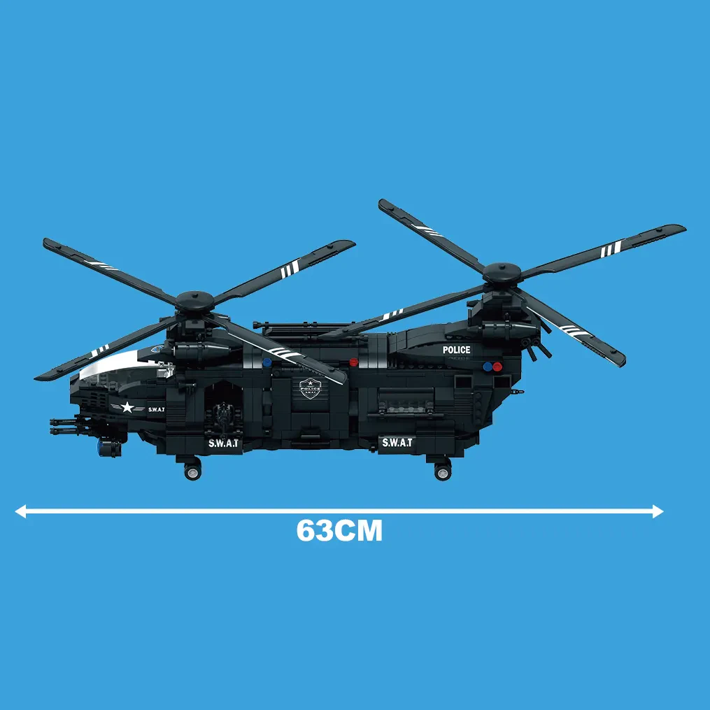 WOMA OYUNCAK C0550 – 1251 Parça SWAT Helikopteri ve Botlu Polis Taşıma Seti