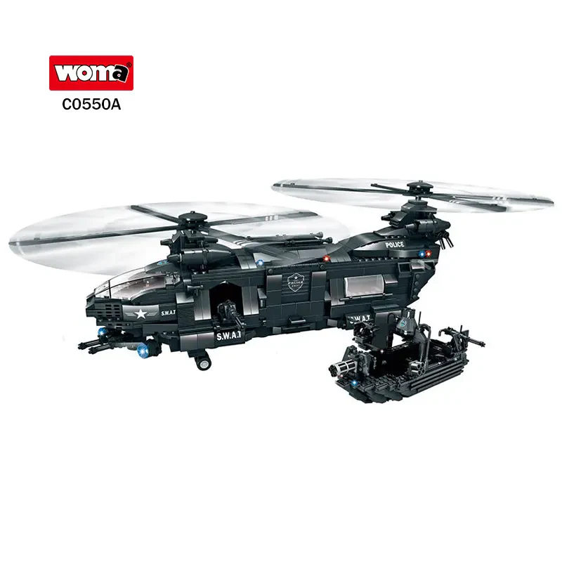 WOMA OYUNCAK C0550 – 1251 Parça SWAT Helikopteri ve Botlu Polis Taşıma Seti