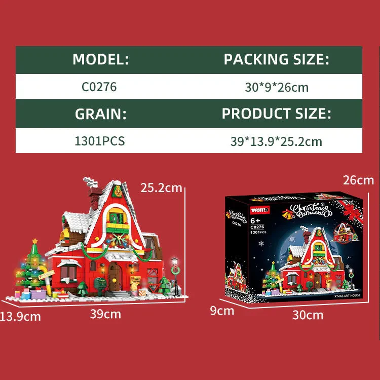 WOMA TOY C0276 Noel Evi ve Kar Manzarası Yapı Blokları Seti
