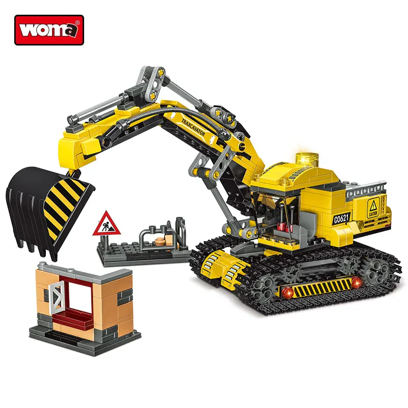 WOMA TOY C0621A 463 Parça 2’si 1 Arada Dönüşen Çocuk Ekskavatör Bloğu Oyuncakları